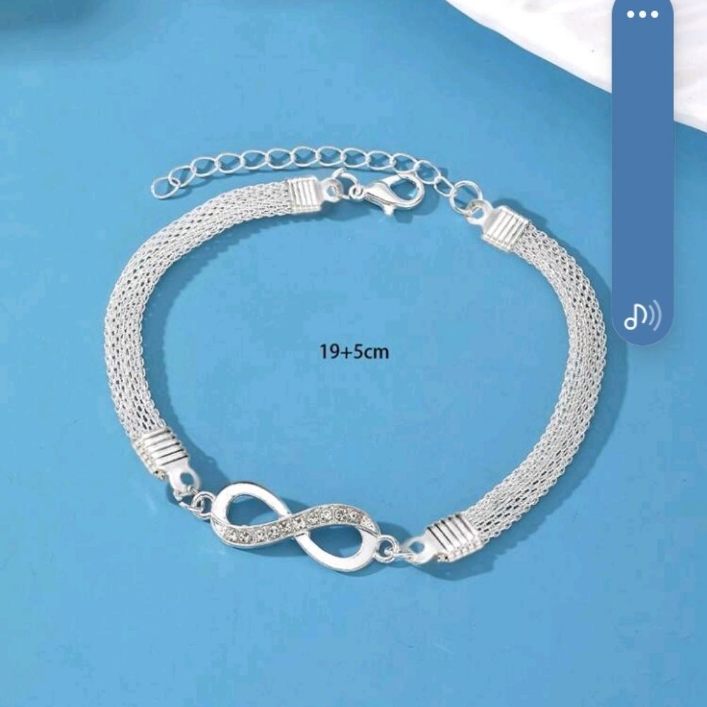 Silver Infinity Bracelet With Rhinestones - Picture 6 of 9
